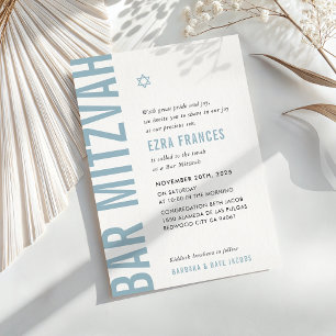 BAR MITZVAH Moderner Minimaljunge duk blau Einladung