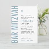 BAR MITZVAH Moderner Minimaljunge duk blau Einladung (Stehend Vorderseite)