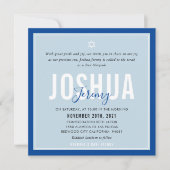 BAR MITZVAH Moderner Name Ente Ei königsblau Einladung (Vorderseite)