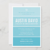 BAR MITZVAH Moderner Ober Gradientenstrahlblau Einladung (Vorderseite)