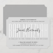 BAR MITZVAH Moderner Overlay-Typograf Einladung (Vorne/Hinten)