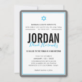 BAR MITZVAH Moderner Star Junge Aqua Blue Einladung (Vorderseite)