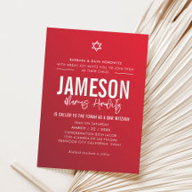 BAR MITZVAH Moderner Star Junge roter Bordeaux-Gra