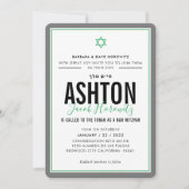 BAR MITZVAH Moderner Star Junge sportlich-grün Einladung (Vorderseite)