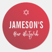 BAR MITZVAH Moderner Sternroter Bordeaux-Farbverla Runder Aufkleber (Vorderseite)