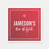 BAR MITZVAH Moderner Sternroter Bordeaux-Farbverla Serviette (Vorderseite)