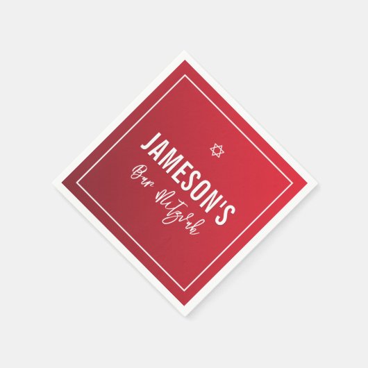 BAR MITZVAH Moderner Sternroter Bordeaux-Farbverla Serviette (Ecke)