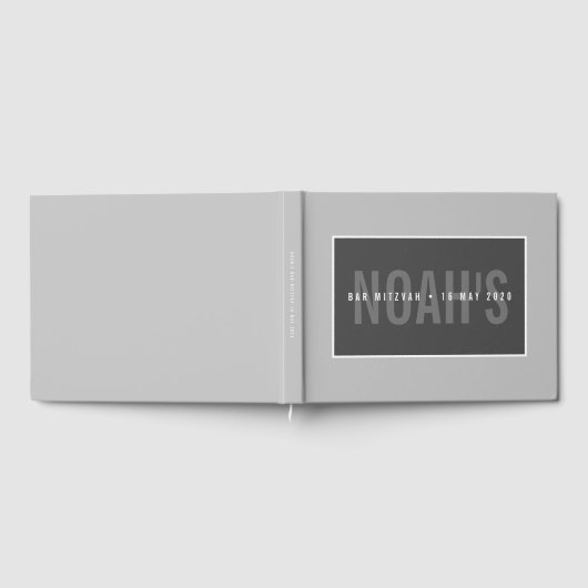 BAR MITZVAH Modernes, einfarbiges Grau Gästebuch (Voll)