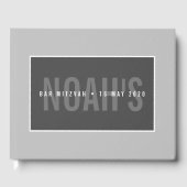 BAR MITZVAH Modernes, einfarbiges Grau Gästebuch (Vorderseite)