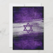 Bar Mitzvah Modernes, feines, Lila Silberblatt Einladung (Rückseite)