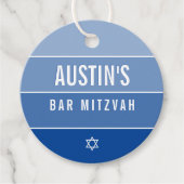 BAR MITZVAH Modernes, feines Omelrot, königsblau Geschenkanhänger (Vorderseite)