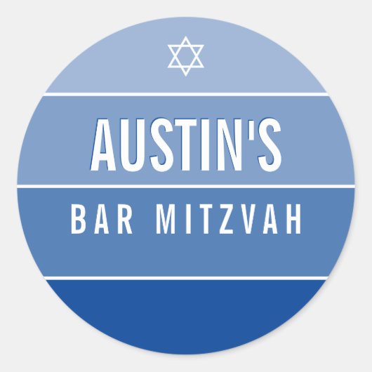 BAR MITZVAH Modernes, feines Omelrot, königsblau Runder Aufkleber (Vorderseite)