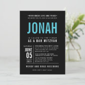 BAR MITZVAH Modernes, fett gefaltes Blocktyp schwa Einladung (Stehend Vorderseite)