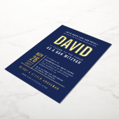 BAR MITZVAH Modernes, fett gefaltetes Blockgold Folieneinladung (Gedreht)