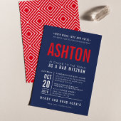 BAR MITZVAH Modernes, fett gefaltetes Blockmarineb Einladung