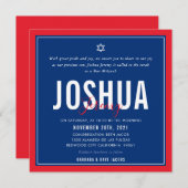 BAR MITZVAH Modernes Fußballblau Rot QRCODE Einladung (Vorne/Hinten)