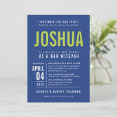 BAR MITZVAH Modernes geometrisches Königsblau Limo Einladung (Stehend Vorderseite)