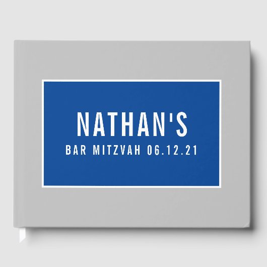 BAR MITZVAH Modernes geometrisches Muster grau Gästebuch (Vorderseite)