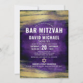 Bar Mitzvah Modernes, gewebter Typ Lila Goldfolie Einladung (Vorderseite)