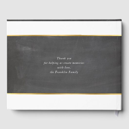 BAR MITZVAH Modernes Grauschalkpappgoldschreiben Gästebuch (Rückseite)