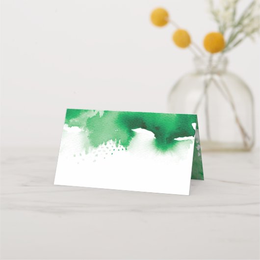BAR MITZVAH Modernes, grünes Aquarell-Goldfolie-St Platzkarte (Rückseite)
