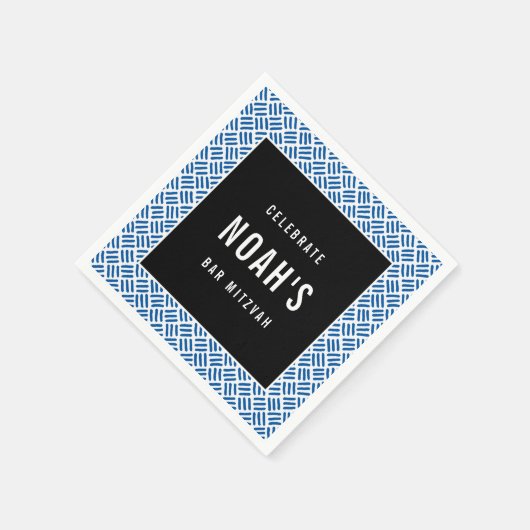 BAR MITZVAH Modernes, kaltblauer Block Serviette (Ecke)