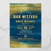 Bar Mitzvah Modernes, kühnes Modell Türkis Real Go Folieneinladung (Vorderseite)