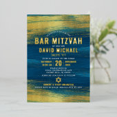 Bar Mitzvah Modernes, kühnes Modell Türkis Real Go Folieneinladung (Stehend vorne)