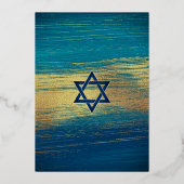 Bar Mitzvah Modernes, kühnes Modell Türkis Real Go Folieneinladung (Rückseite)