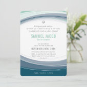 BAR MITZVAH Modernes Kurvendesign mint blau grau Einladung (Stehend Vorderseite)