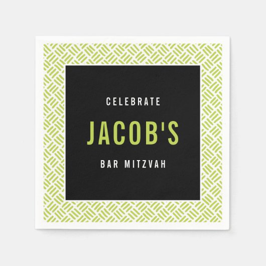 BAR MITZVAH Modernes Metallgitter Limon schwarz Serviette (Vorderseite)
