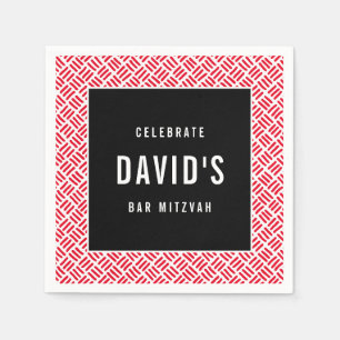 BAR MITZVAH Modernes Metallgitter rot Serviette