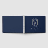 Bar Mitzvah Monogram Blue Gray White Sign-In Gästebuch (Voll)