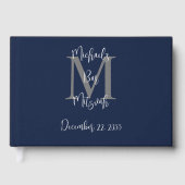 Bar Mitzvah Monogram Blue Gray White Sign-In Gästebuch (Vorderseite)