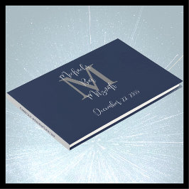 Bar Mitzvah Monogram Blue Gray White Sign-In Gästebuch