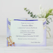 Bar Mitzvah Motifs in Wasserfarbe Einladung (Stehend Vorderseite)