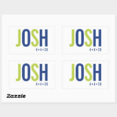 BAR MITZVAH NAME LOGO smart Royal blue lime green Rechteckiger Aufkleber (Blatt)
