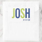 BAR MITZVAH NAME LOGO smart Royal blue lime green Rechteckiger Aufkleber (Tasche)