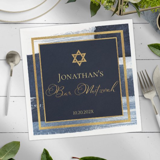 Bar Mitzvah Napkins | Abstraktes Blau Serviette