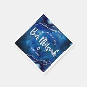Bar Mitzvah Navy Agate Blue Galaxy Weiße Schrift Serviette (Ecke)