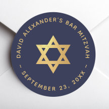 Bar Mitzvah Navy Blau Faux Goldfolie Stern Davids