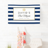 Bar Mitzvah Navy Blauer Streifen Gold Banner (Insitu)