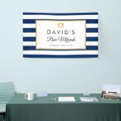 Bar Mitzvah Navy Blauer Streifen Gold Banner (Messeveranstaltung)