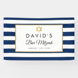 Bar Mitzvah Navy Blauer Streifen Gold Banner
