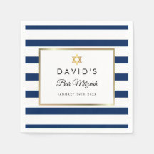 Bar Mitzvah Navy Blauer Streifen Gold