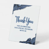 Bar Mitzvah Navy Blue Agate Script Simple Modern Sockelschild (Vorderseite)