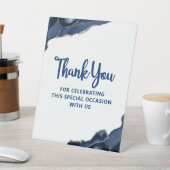 Bar Mitzvah Navy Blue Agate Script Simple Modern Sockelschild (In SItu)