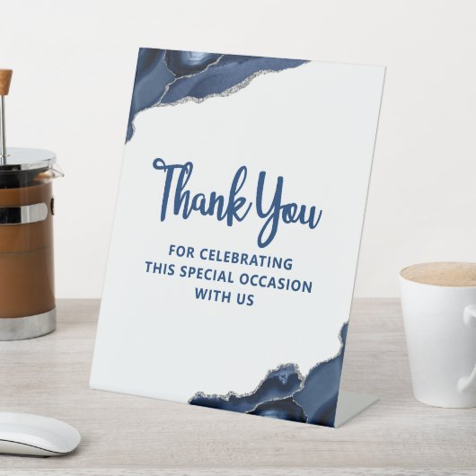 Bar Mitzvah Navy Blue Agate Script Simple Modern Sockelschild (In SItu)