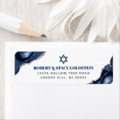 Bar Mitzvah Navy Blue Agate Silver Rücksendeadress (Insitu)