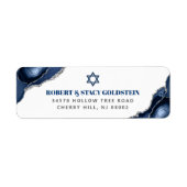 Bar Mitzvah Navy Blue Agate Silver Rücksendeadress (Vorne)